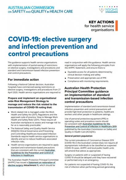 COVID-19: Elective Surgery And Infection Prevention And Control ...